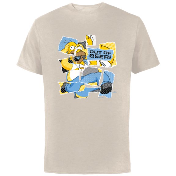 The Simpsons Homer Simpson Out of Beer All Torn Up - Short Sleeve Cotton T-Shirt for Adults - Customized-Natural