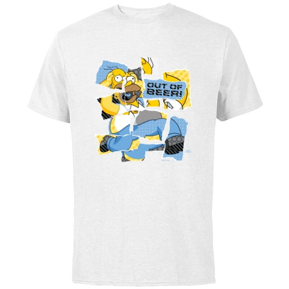 The Simpsons Homer Simpson Out of Beer All Torn Up - Short Sleeve Cotton T-Shirt for Adults - Customized-White