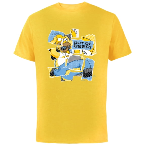 The Simpsons Homer Simpson Out of Beer All Torn Up - Short Sleeve Cotton T-Shirt for Adults - Customized-Yellow
