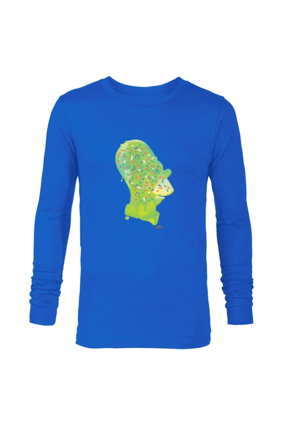 Homer Simpson Sprinkles Head - Long Sleeve T-Shirt for Men - Customized-Navy
