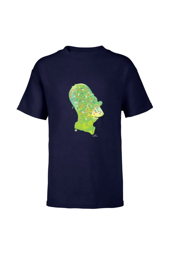 Homer Simpson Sprinkles Head - Short Sleeve T-Shirt for Kids - Customized-Navy