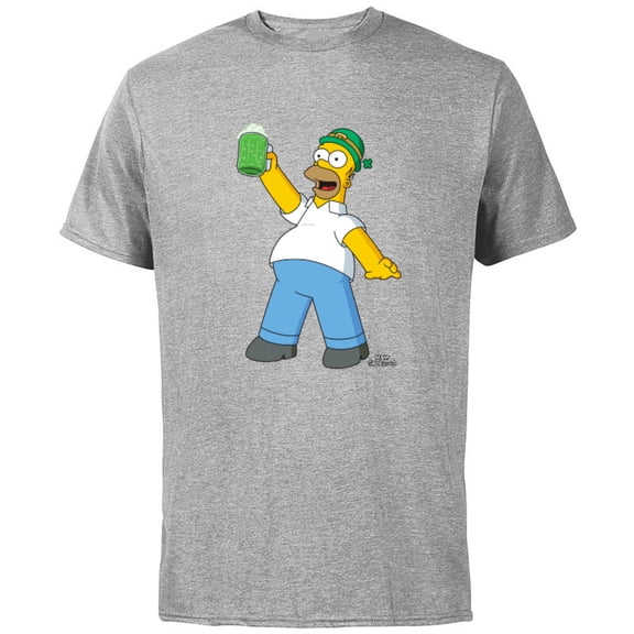 The Simpsons Homer Simpson Green Duff Beer St. Patrick's Day - Short Sleeve Cotton T-Shirt for Adults - Customized-Athletic Heather