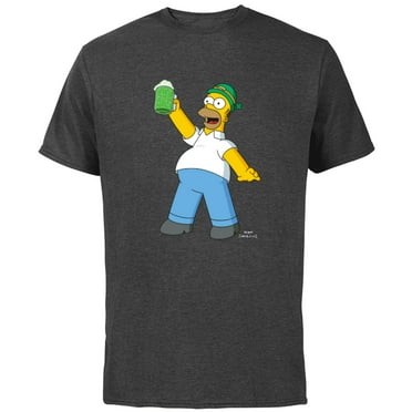 The Simpsons Homer Simpson Green Duff Beer St. Patrick's Day - Short Sleeve Cotton T-Shirt for Adults - Customized-Charcoal