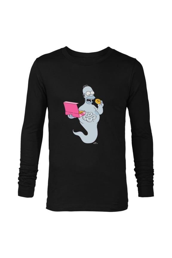 Homer Simson Ghost Donuts - Long Sleeve T-Shirt for Men - Customized-Black