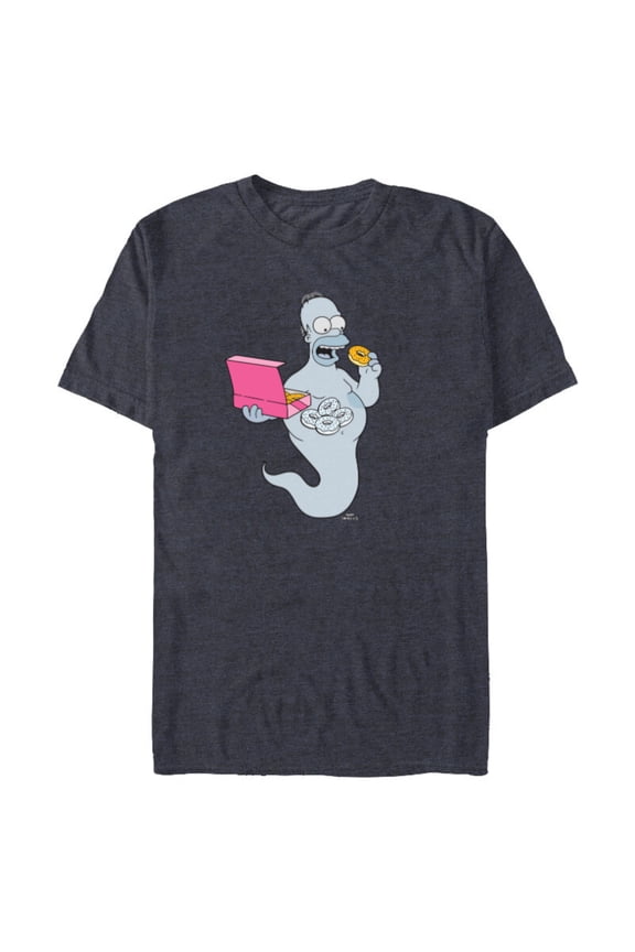 Homer Simson Ghost Donuts - Short Sleeve Blended T-Shirt for Adults - Customized-Navy Heather