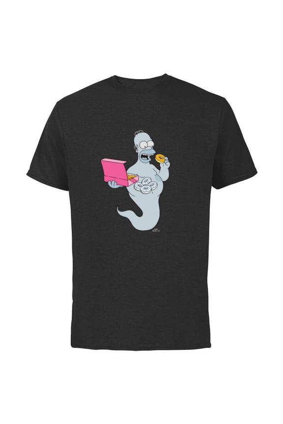 Homer Simson Ghost Donuts - Short Sleeve Cotton T-Shirt for Adults - Customized-Black