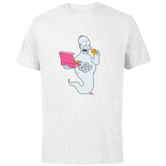 The Simpsons Homer Simson Ghost Donuts - Short Sleeve Cotton T-Shirt for Adults - Customized-White