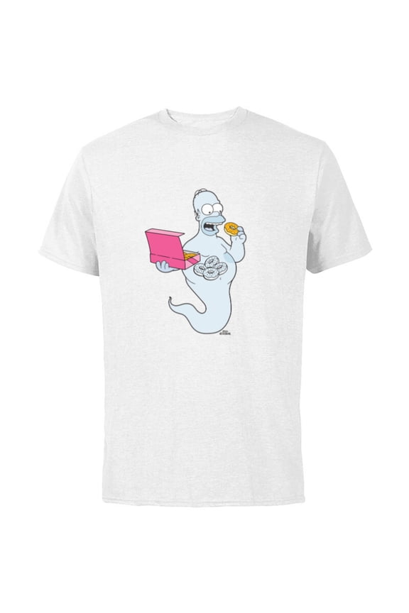 Homer Simson Ghost Donuts - Short Sleeve Cotton T-Shirt for Adults - Customized-White
