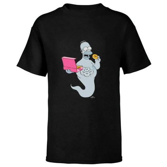 The Simpsons Homer Simson Ghost Donuts - Short Sleeve T-Shirt for Kids - Customized-Black