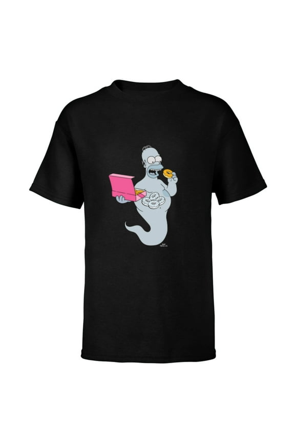Homer Simson Ghost Donuts - Short Sleeve T-Shirt for Kids - Customized-Black