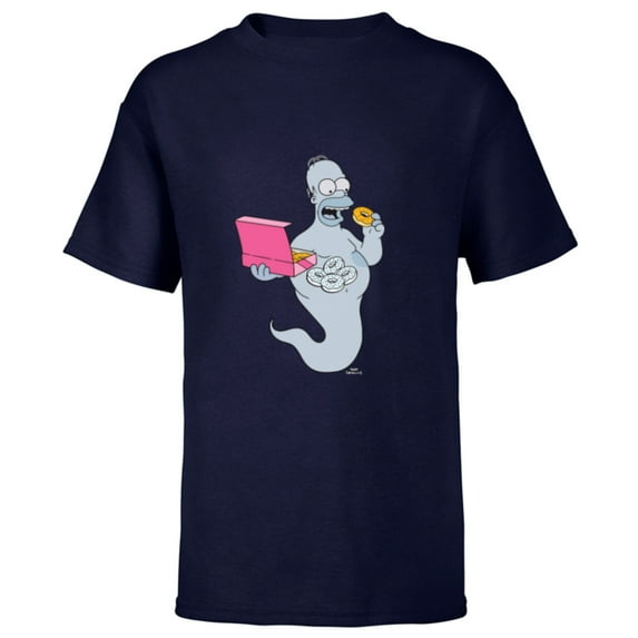 The Simpsons Homer Simson Ghost Donuts - Short Sleeve T-Shirt for Kids - Customized-Navy
