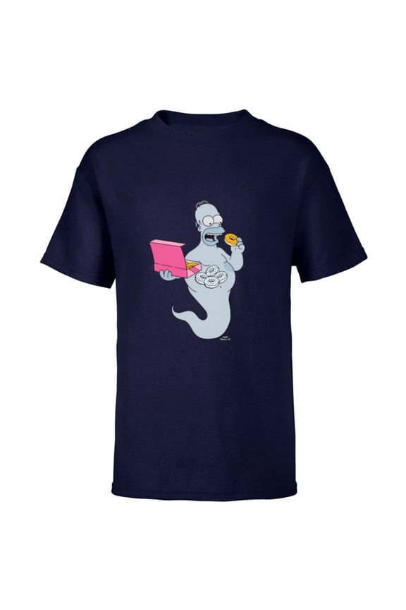 Homer Simson Ghost Donuts - Short Sleeve T-Shirt for Kids - Customized-Navy