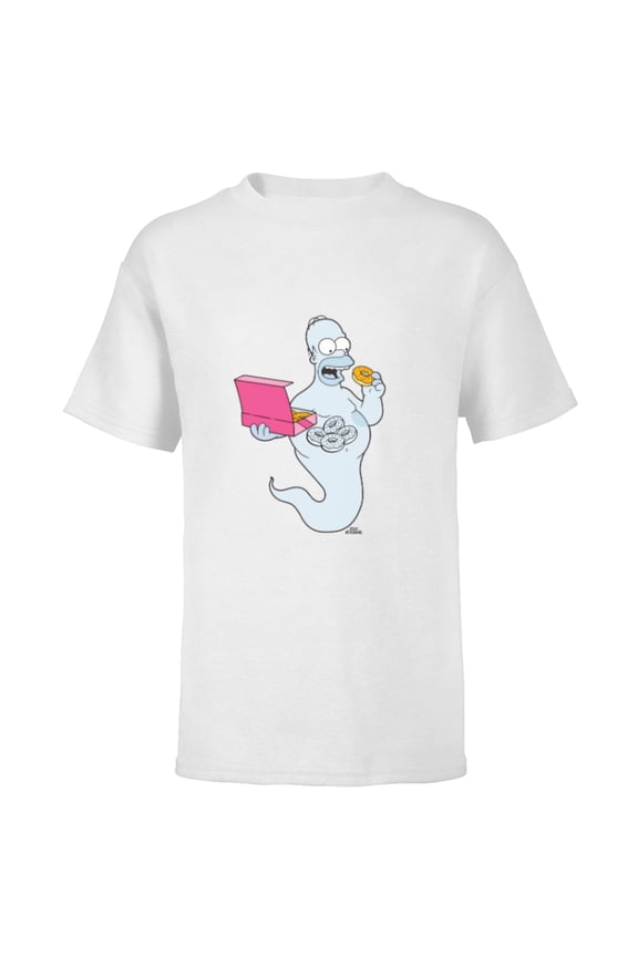 Homer Simson Ghost Donuts - Short Sleeve T-Shirt for Kids - Customized-White