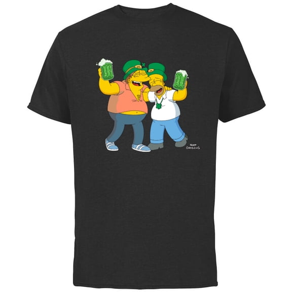 The Simpsons Homer and Barney Cheers to St. Patrick’s Day - Short Sleeve Cotton T-Shirt for Adults - Customized-Black