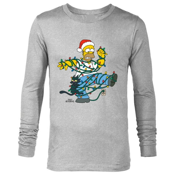The Simpsons Homer and Snowball Tangled Holiday - Long Sleeve T-Shirt for Men – Customized-Athletic Heather