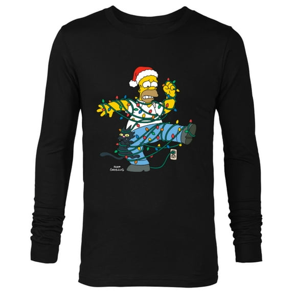 The Simpsons Homer and Snowball Tangled Holiday - Long Sleeve T-Shirt for Men – Customized-Black