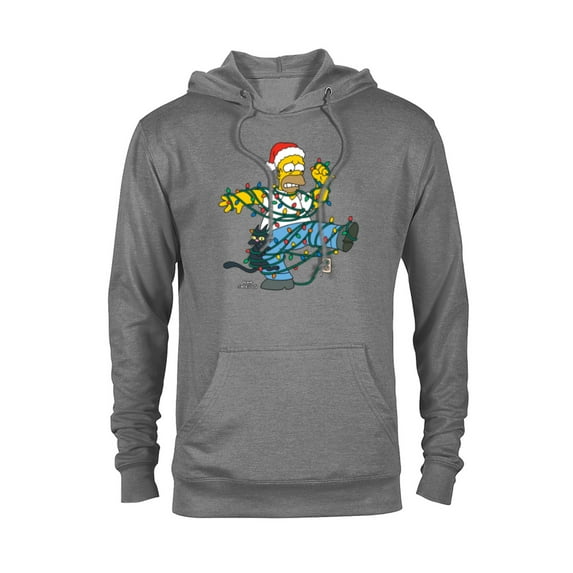 The Simpsons Homer and Snowball Tangled Holiday - Pullover Hoodie for Adults – Customized-Graphite Heather