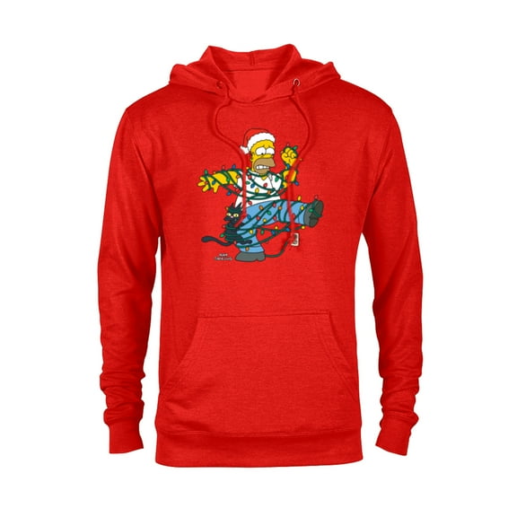 The Simpsons Homer and Snowball Tangled Holiday - Pullover Hoodie for Adults – Customized-Red Heather