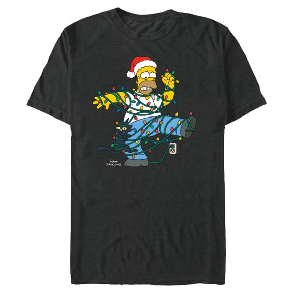 The Simpsons Homer and Snowball Tangled Holiday - Short Sleeve Blended T-Shirt for Adults – Customized-Dark Heather