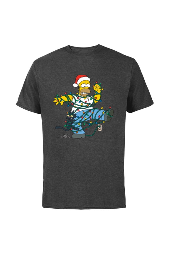 Homer and Snowball Tangled Holiday - Short Sleeve Cotton T-Shirt for Adults - Customized-Charcoal