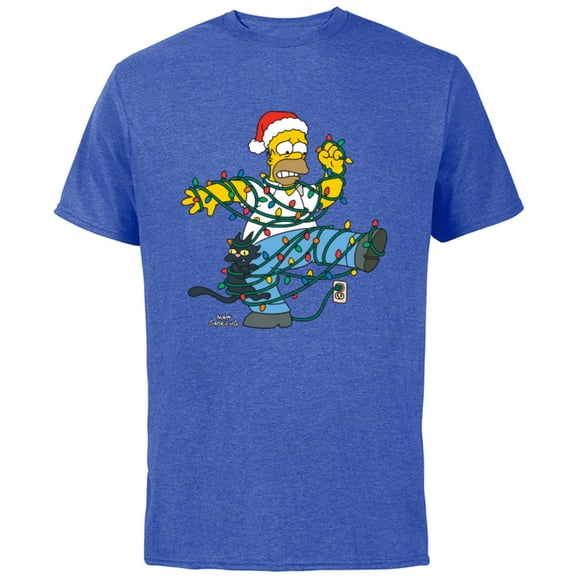 The Simpsons Homer and Snowball Tangled Holiday - Short Sleeve Cotton T-Shirt for Adults - Customized-Royal Heather
