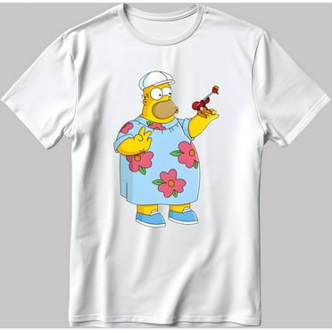 The Simpsons, Homer simpson drawing Short Sleeve White-Black Men's / Women's T Shirt L305