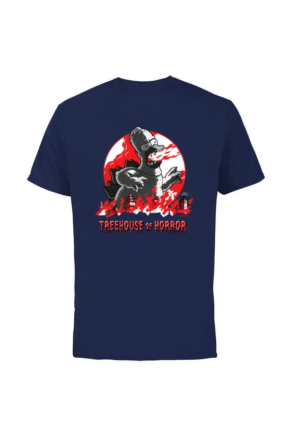 Homerzilla Treehouse of Horror - Short Sleeve Cotton T-Shirt for Adults - Customized-Athletic Navy