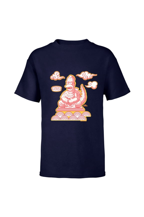 Homerzilla Kaiju Statue Treehouse of Horror - Short Sleeve T-Shirt for Kids - Customized-Navy