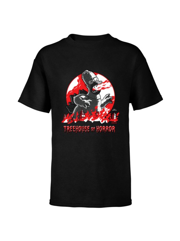 Homerzilla Treehouse of Horror - Short Sleeve T-Shirt for Kids - Customized-Black