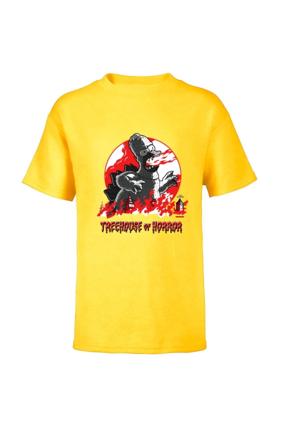 Homerzilla Treehouse of Horror - Short Sleeve T-Shirt for Kids - Customized-Yellow