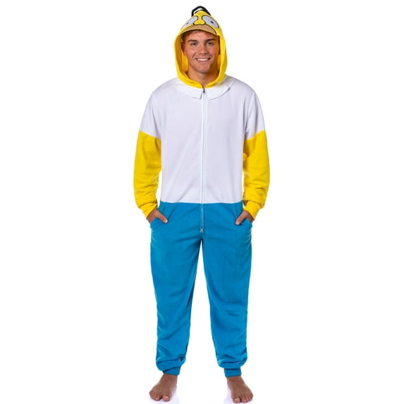 The Simpsons Hooded Union Suit | Men's Homer Simpson Adult One Piece Costume Pajama Footless Sleeper for Men & Women