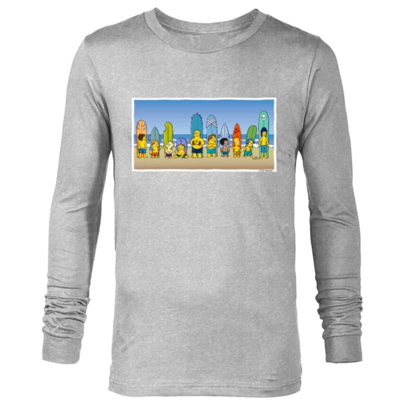 The Simpsons Isle Style Beach Surfing Bart and the Crew - Long Sleeve T-Shirt for Men - Customized-Athletic Heather