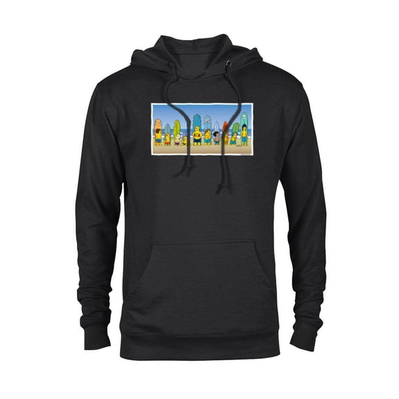 The Simpsons Isle Style Beach Surfing Bart and the Crew - Pullover Hoodie for Adults - Customized-Black