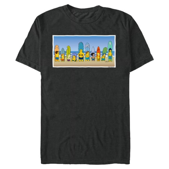 The Simpsons Isle Style Beach Surfing Bart and the Crew - Short Sleeve Blended T-Shirt for Adults - Customized-Dark Heather