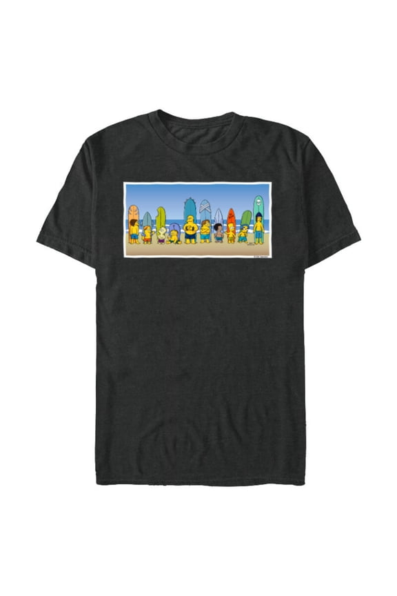 The Simpsons Isle Style Beach Surfing Bart and the Crew - Short Sleeve Blended T-Shirt for Adults - Customized-Dark Heather