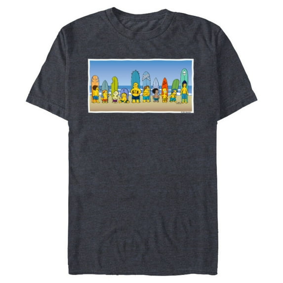 The Simpsons Isle Style Beach Surfing Bart and the Crew - Short Sleeve Blended T-Shirt for Adults - Customized-Navy Heather