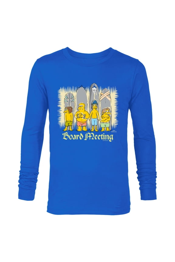The Simpsons Isle Style Board Meeting Beach Surfing - Long Sleeve T-Shirt for Men - Customized-Navy