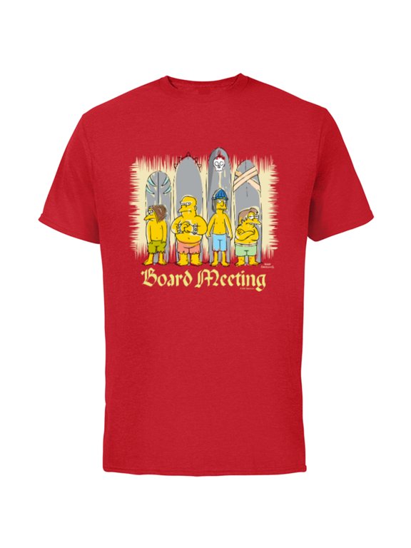 The Simpsons Isle Style Board Meeting Beach Surfing - Short Sleeve Cotton T-Shirt for Adults - Customized-Red