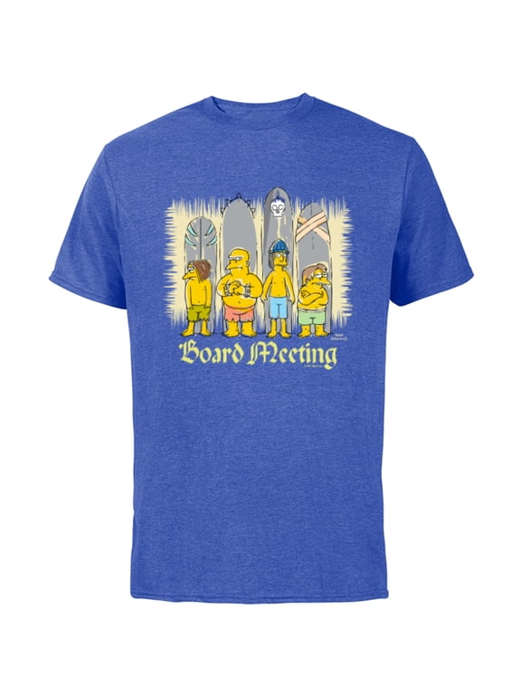 The Simpsons Isle Style Board Meeting Beach Surfing - Short Sleeve Cotton T-Shirt for Adults - Customized-Royal Heather