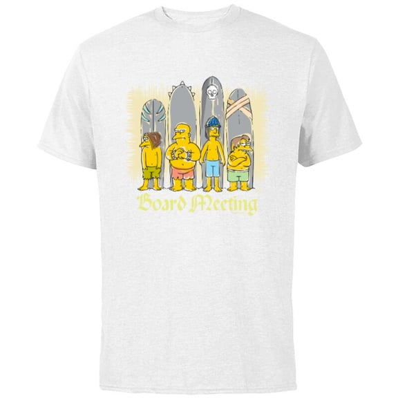 The Simpsons Isle Style Board Meeting Beach Surfing - Short Sleeve Cotton T-Shirt for Adults - Customized-White