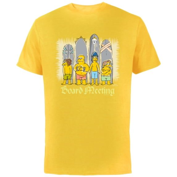 The Simpsons Isle Style Board Meeting Beach Surfing - Short Sleeve Cotton T-Shirt for Adults - Customized-Yellow