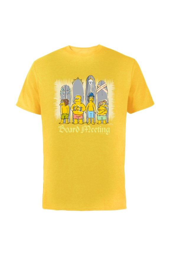 The Simpsons Isle Style Board Meeting Beach Surfing - Short Sleeve Cotton T-Shirt for Adults - Customized-Yellow