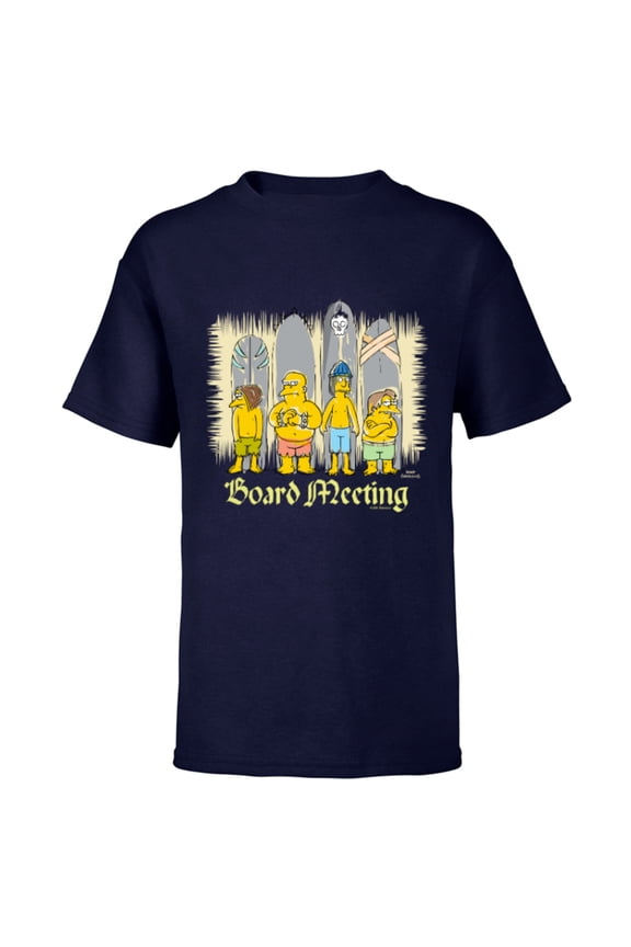 The Simpsons Isle Style Board Meeting Beach Surfing - Short Sleeve T-Shirt for Kids - Customized-Navy