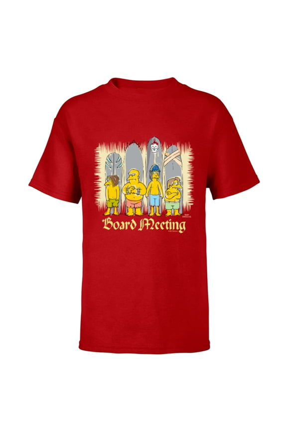 The Simpsons Isle Style Board Meeting Beach Surfing - Short Sleeve T-Shirt for Kids - Customized-Red