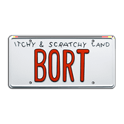 The Simpsons | Itchy & Scratchy Land | BORT | Metal Stamped Replica Prop License Plate