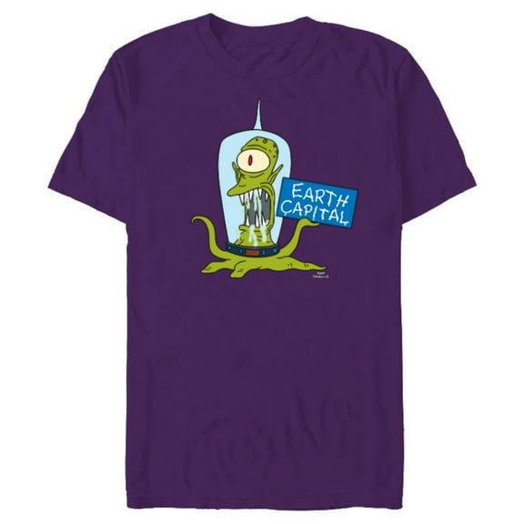 The Simpsons Kang and Kodos Earth Capital - Short Sleeve Blended T-Shirt for Adults - Customized-Purple