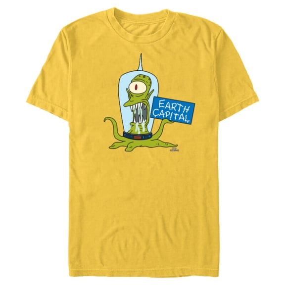 The Simpsons Kang and Kodos Earth Capital - Short Sleeve Blended T-Shirt for Adults - Customized-Yellow