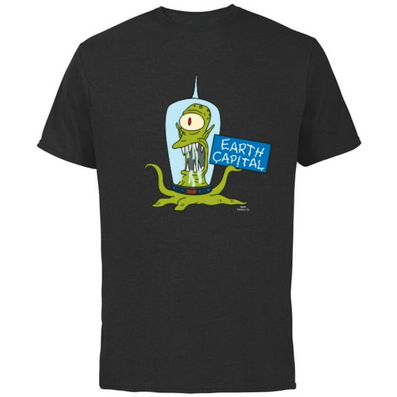 The Simpsons Kang and Kodos Earth Capital - Short Sleeve Cotton T-Shirt for Adults - Customized-Black