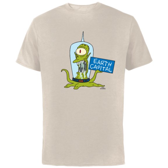 The Simpsons Kang and Kodos Earth Capital - Short Sleeve Cotton T-Shirt for Adults - Customized-Natural