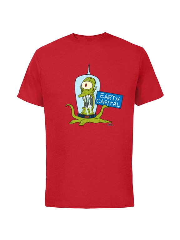 Kang and Kodos Earth Capital - Short Sleeve Cotton T-Shirt for Adults - Customized-Red
